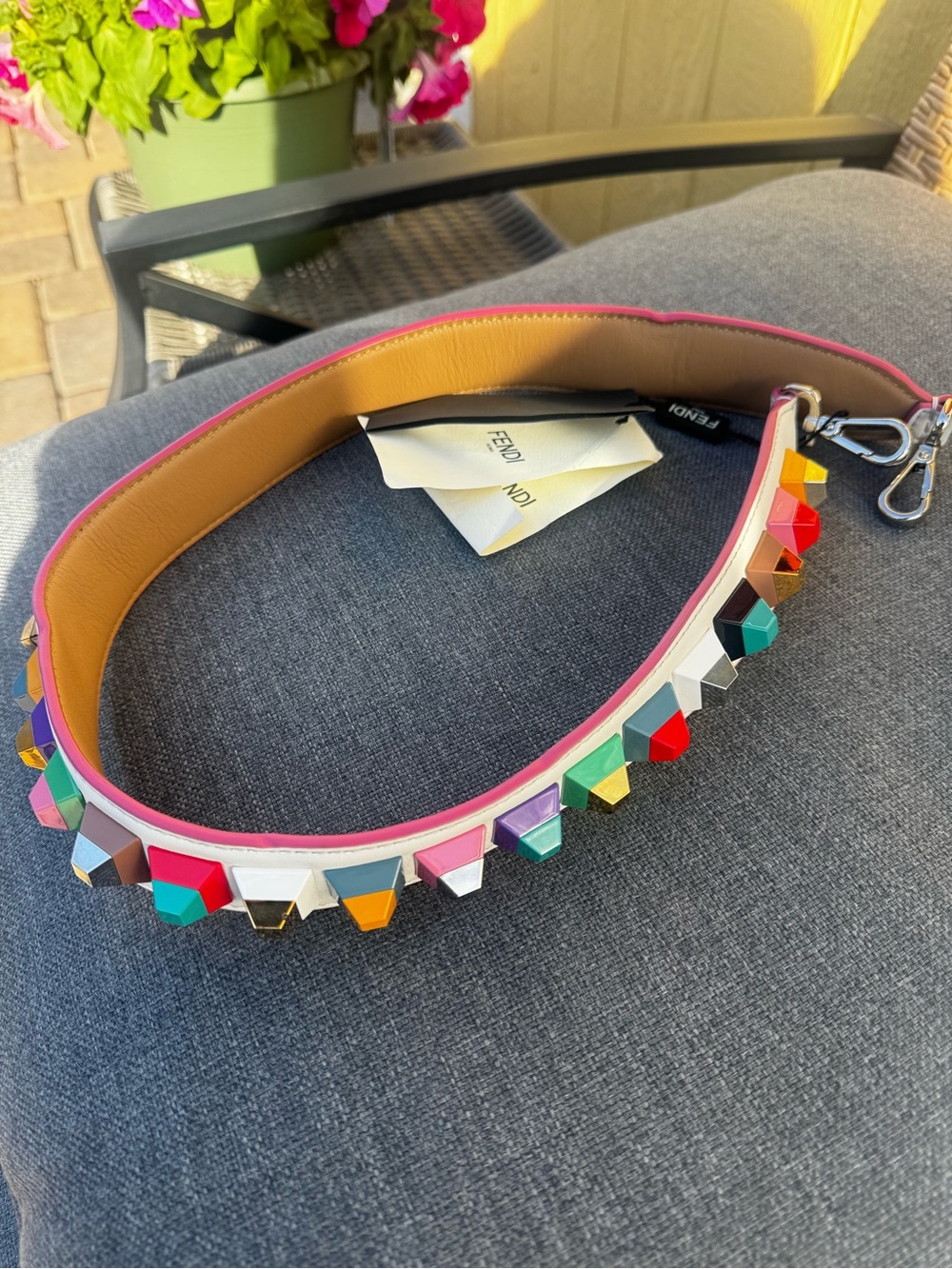 Fendi studded strap. Multi color studs